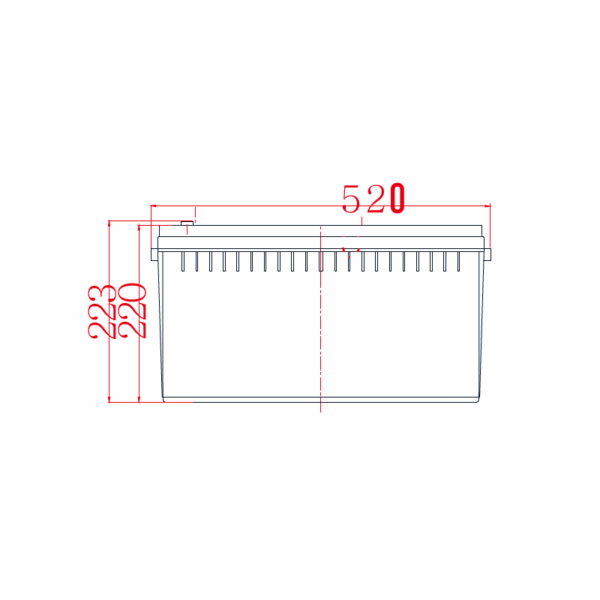Dimensiones Batería GEL 12V 250Ah Ciclo Profundo Powest FLS122500 - Costado