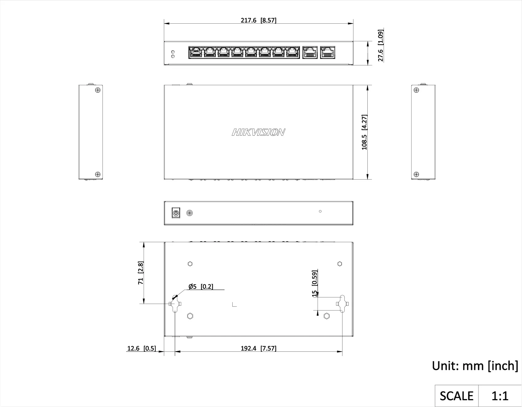 Switch PoE Administrable 8 Puertos Gigabit Hikvision DS-3E1510P-EI-M
